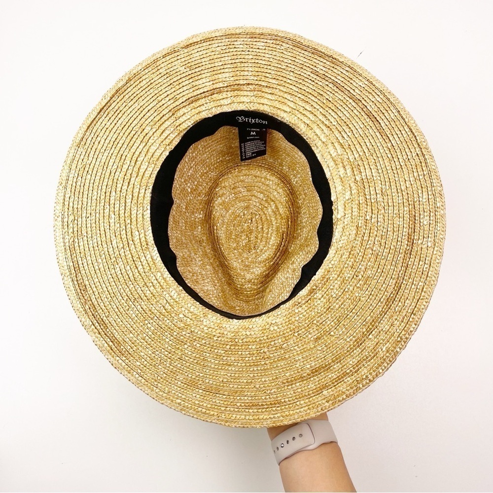 Brixton Joanna Wide Brim Straw Hat Honey Black Medium Summer Sun Fedora Boho - Picture 5 of 10